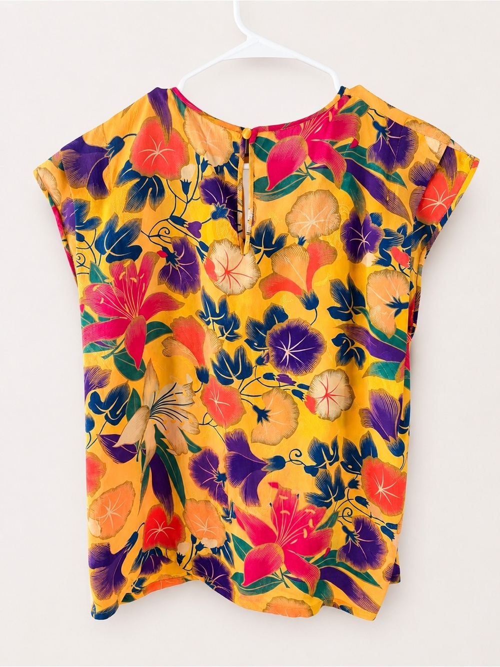 Vintage Emanuel Ungaro Parallèle Paris Floral Silk Blend Blouse Size 10 - Picture 5 of 5
